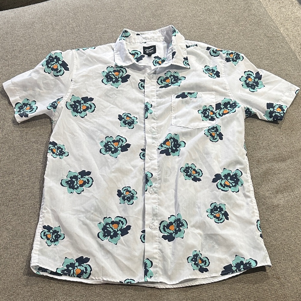 Original Deluxe Men's Floral Shirt - White and Teal